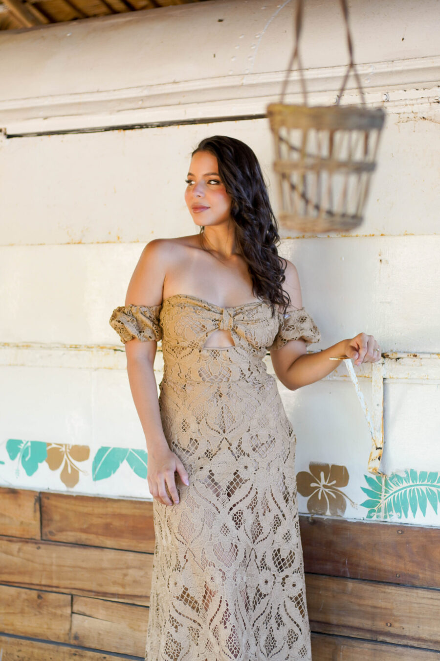 Vestido de Encaje Arena CV1288-12 - Imagen 3