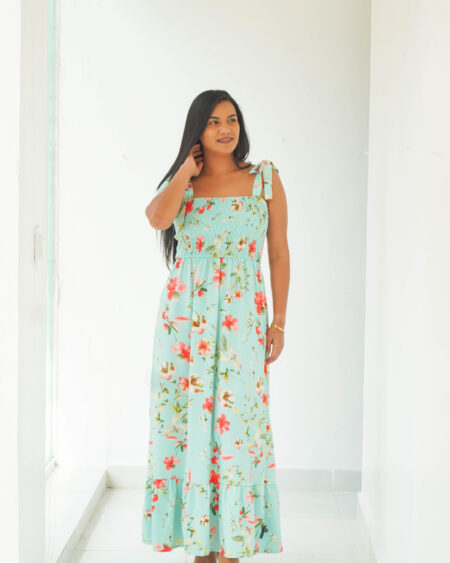 vestido azul aqua estampado 307890