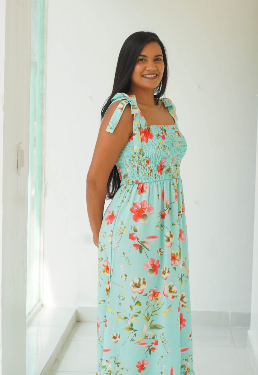 vestido azul aqua estampado 307890 - Imagen 3