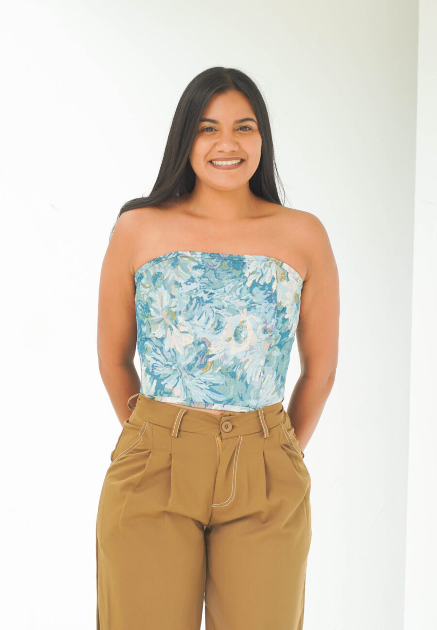 Elegante corset estampado en flores y con amarre en la espalda 312905 - Imagen 8