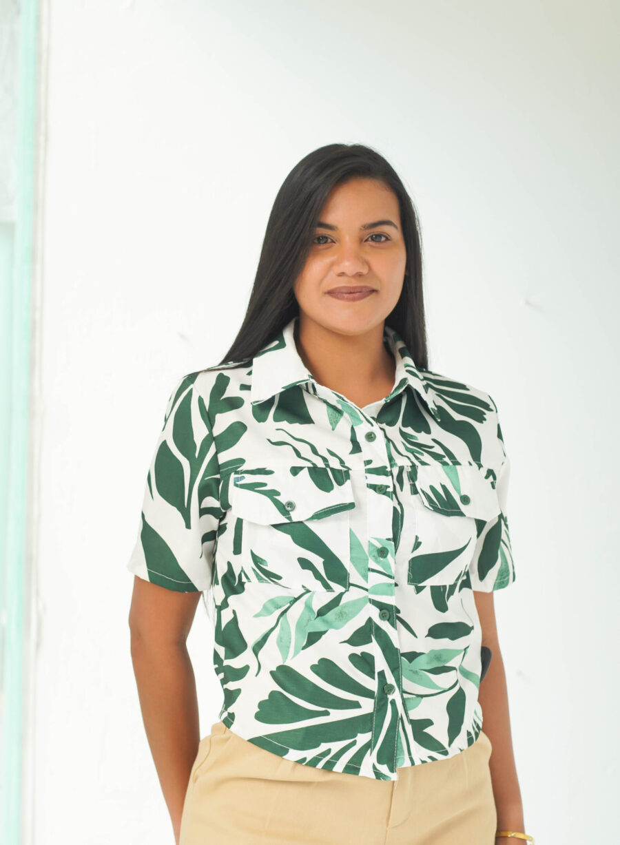 blusa manga corta estampada