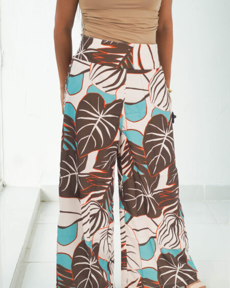 Pantalon palazzo estampado tropical