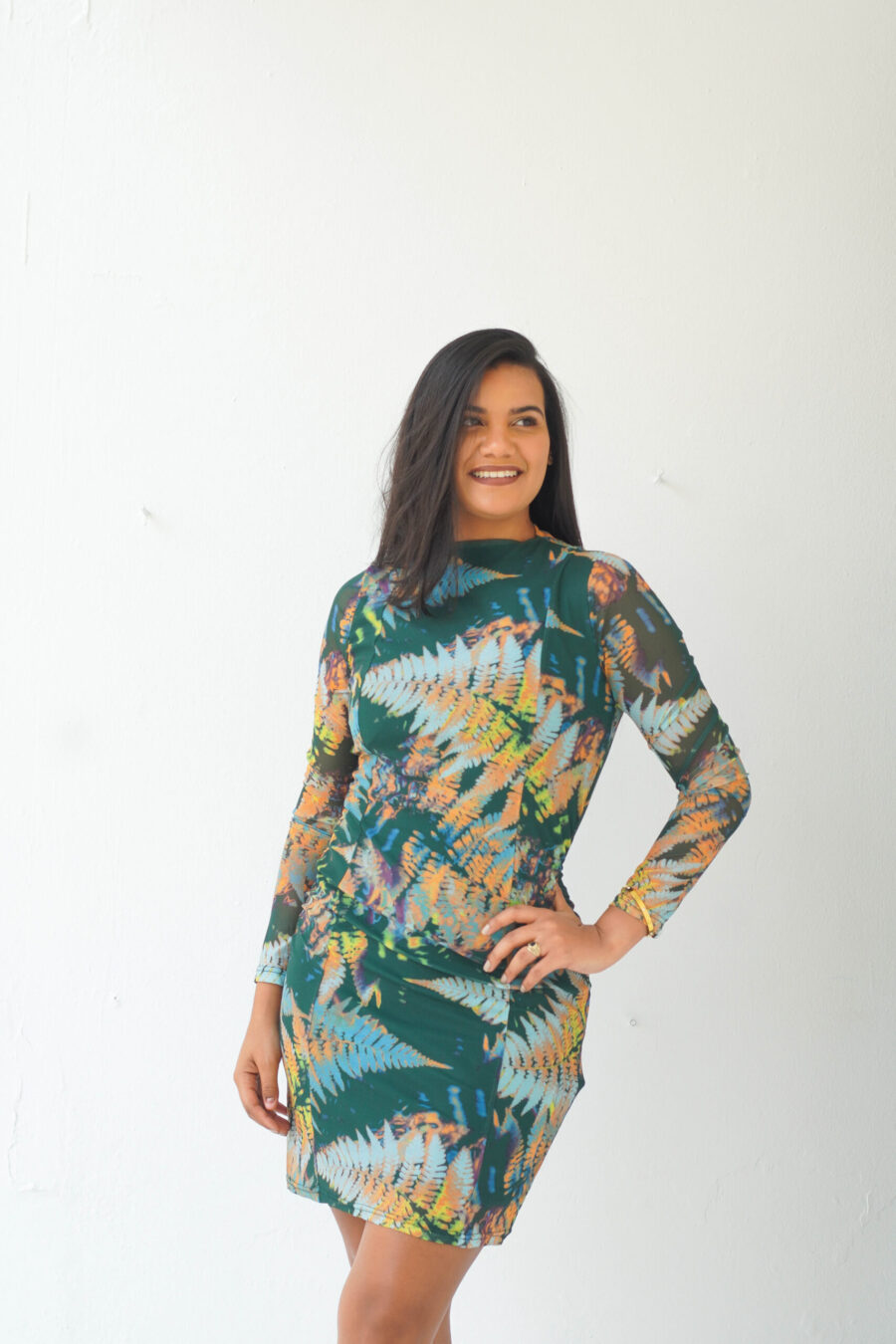 Vestido elegante verde estampado 312517 - Imagen 4