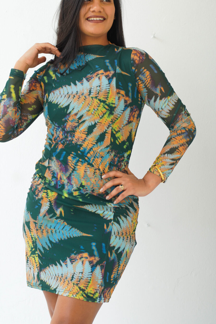 Vestido elegante verde estampado 312517 - Imagen 2