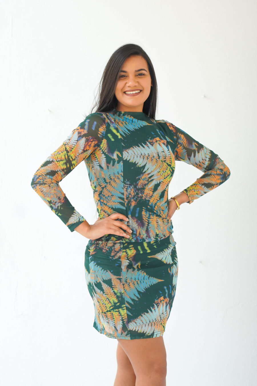 Vestido elegante verde estampado 312517 - Imagen 3