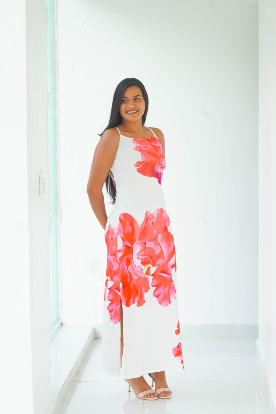 Vestido largo con estampado floral - Imagen 4