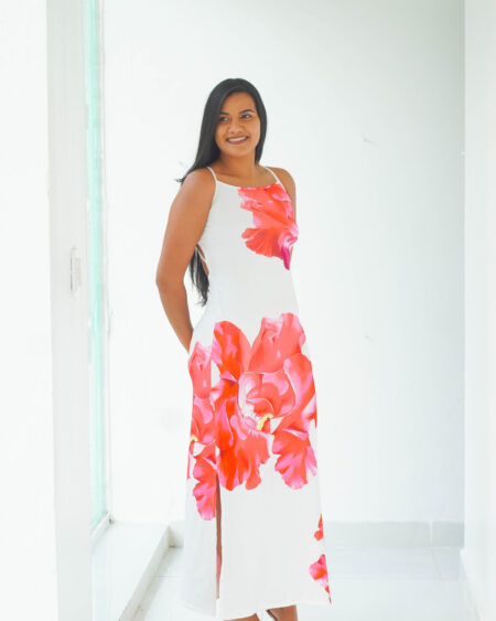 Vestido largo con estampado floral